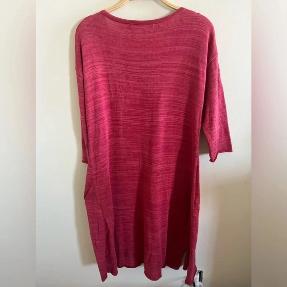 Peruvian Connection Red Tunic Dress Size Sm Lagenlook Comfy Lightweight Pockets - Picture 3 of 8